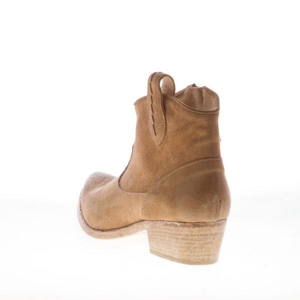 CONSTRUCTION ZONE donna stivaletto Texano in camoscio anticato SABBIA con zip. Tacco 4 cm - immagine 3