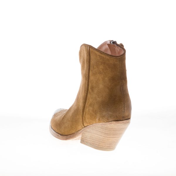 CONSTRUCTION ZONE donna stivaletto Texano in camoscio BEIGE SCURO con zip. Tacco 5,5 cm - immagine 3