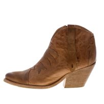 CONSTRUCTION ZONE donna stivaletto Texano in pelle MARRONE con zip. Tacco 7,5 cm