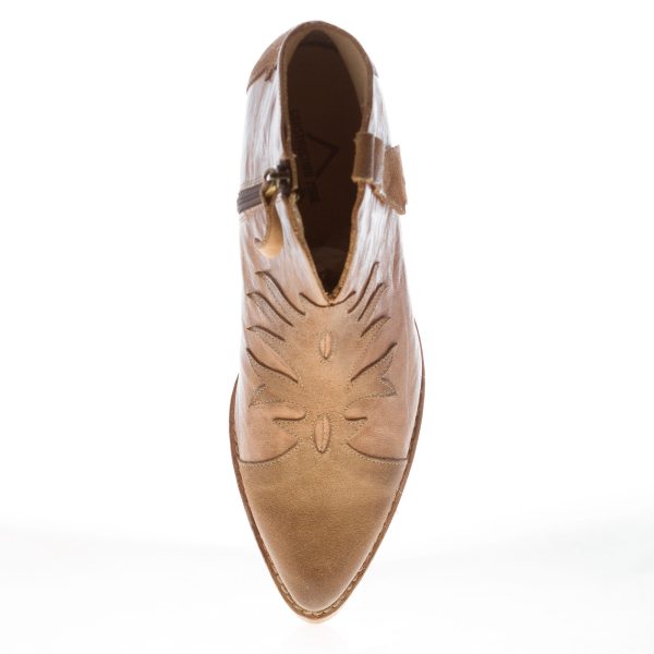 CONSTRUCTION ZONE donna stivaletto Texano in pelle MARRONE con zip. Tacco 7,5 cm - immagine 5