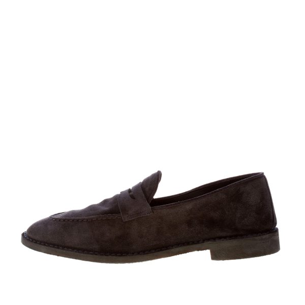 ALBERTO FASCIANI uomo mocassino penny artigianale Jason in camoscio BLU NOTTE. Suola gomma