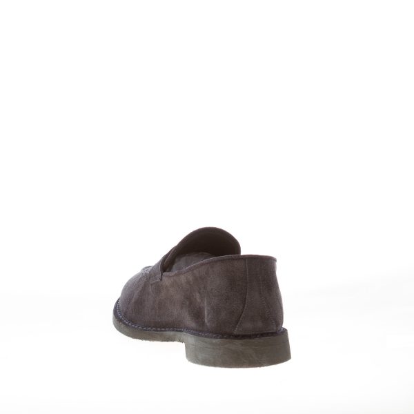 ALBERTO FASCIANI uomo mocassino penny artigianale Jason in camoscio BLU NOTTE. Suola gomma - immagine 3