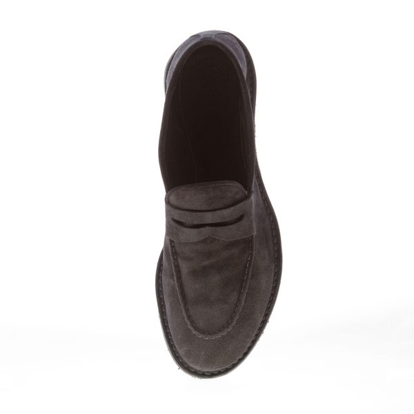 ALBERTO FASCIANI uomo mocassino penny artigianale Jason in camoscio BLU NOTTE. Suola gomma - immagine 5