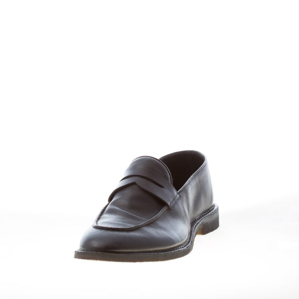 ALBERTO FASCIANI uomo mocassino penny artigianale Jason in nappa NERO. Suola gomma - immagine 2