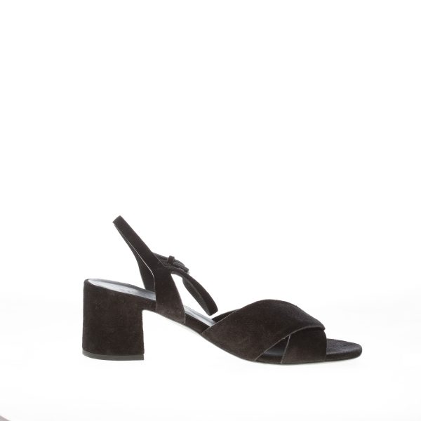 DEL CARLO donna sandalo Julia in camoscio NERO. Tacco 6 cm - immagine 4