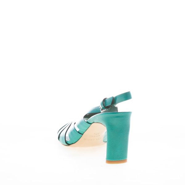 DEL CARLO donna sandalo Metis in pelle verniciata PAVONE. Tacco 8 cm - immagine 3