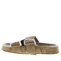 ERNESTO DOLANI donna sandalo ciabatta flatfform Kazar 03 in camoscio SALVIA con doppia fascia e fibbie