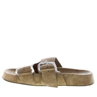 ERNESTO DOLANI donna sandalo ciabatta flatfform Kazar 03 in camoscio SALVIA con doppia fascia e fibbie