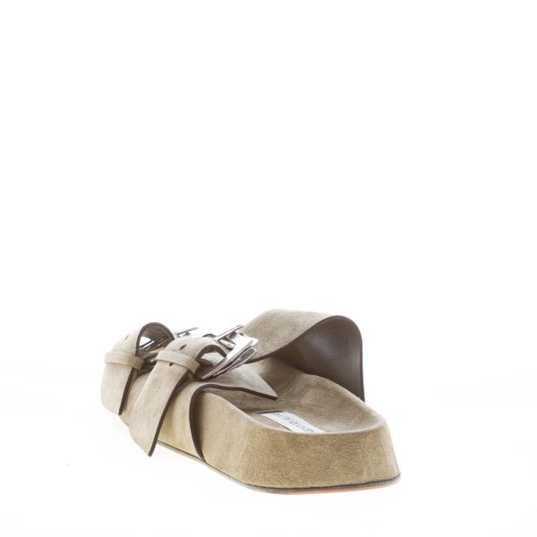 ERNESTO DOLANI donna sandalo ciabatta flatfform Kazar 03 in camoscio SALVIA con doppia fascia e fibbie - immagine 3