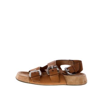 ERNESTO DOLANI donna sandalo flatform Kazar 02 in pelle anticata CUOIO con doppia fascia e fibbie