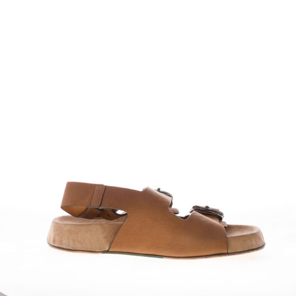 ERNESTO DOLANI donna sandalo flatform Kazar 02 in pelle anticata CUOIO con doppia fascia e fibbie - immagine 4