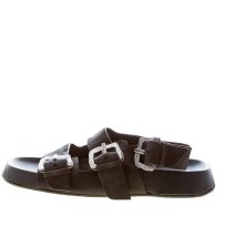 ERNESTO DOLANI donna sandalo flatform Kazar 02 in pelle anticata NERO con doppia fascia e fibbie