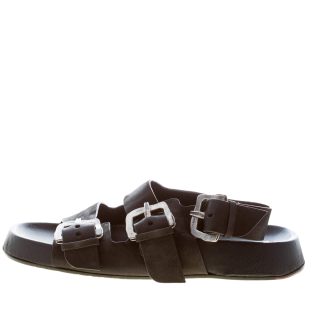 ERNESTO DOLANI donna sandalo flatform Kazar 02 in pelle anticata NERO con doppia fascia e fibbie