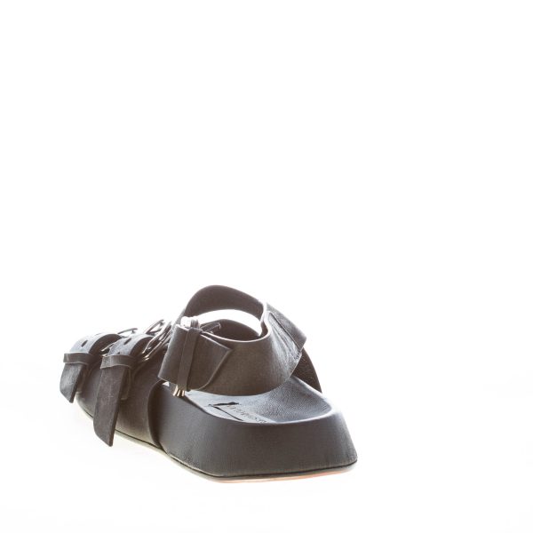 ERNESTO DOLANI donna sandalo flatform Kazar 02 in pelle anticata NERO con doppia fascia e fibbie - immagine 3