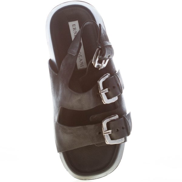 ERNESTO DOLANI donna sandalo flatform Kazar 02 in pelle anticata NERO con doppia fascia e fibbie - immagine 5