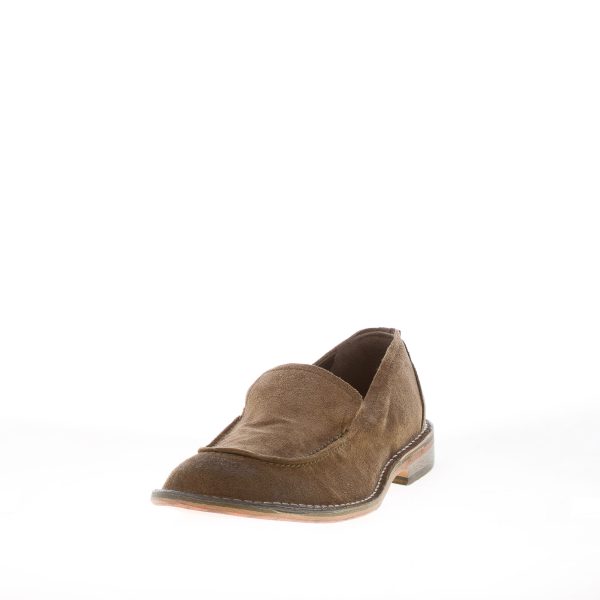 ERNESTO DOLANI uomo mocassino Ben in camoscio FANGO con cuciture. Suola cuoio - immagine 2