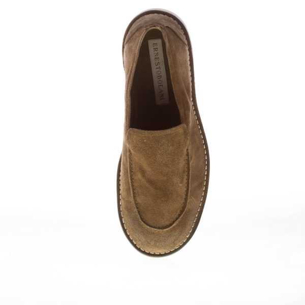 ERNESTO DOLANI uomo mocassino Ben in camoscio FANGO con cuciture. Suola cuoio - immagine 5
