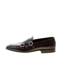 GREEN GEORGE uomo scarpa doppia fibbia in pelle anticata NERO. Suola cuoio