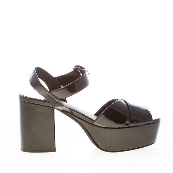 JEFFREY CAMPBELL donna sandalo Determined in vernice NERO con platform. Tacco 9 cm - immagine 4
