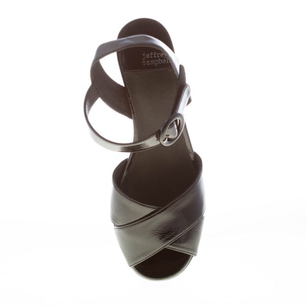 JEFFREY CAMPBELL donna sandalo Determined in vernice NERO con platform. Tacco 9 cm - immagine 5