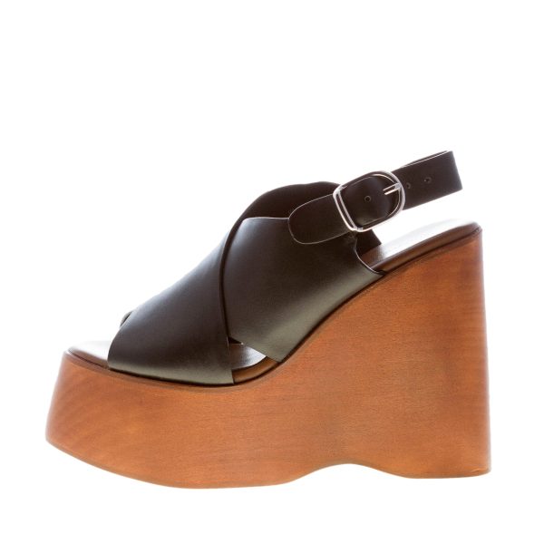 JEFFREY CAMPBELL donna sandalo Fiddle in pelle NERO con zeppa platform. Tacco 13 cm