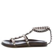 JEFFREY CAMPBELL donna sandalo flat Minnow in pelle NERO con borchie. Tacco 2 cm