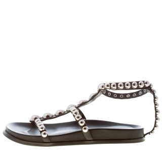 JEFFREY CAMPBELL donna sandalo flat Minnow in pelle NERO con borchie. Tacco 2 cm