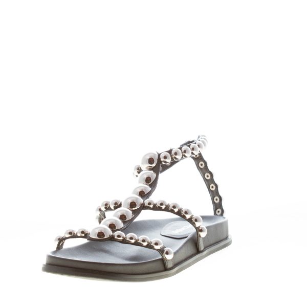 JEFFREY CAMPBELL donna sandalo flat Minnow in pelle NERO con borchie. Tacco 2 cm - immagine 2