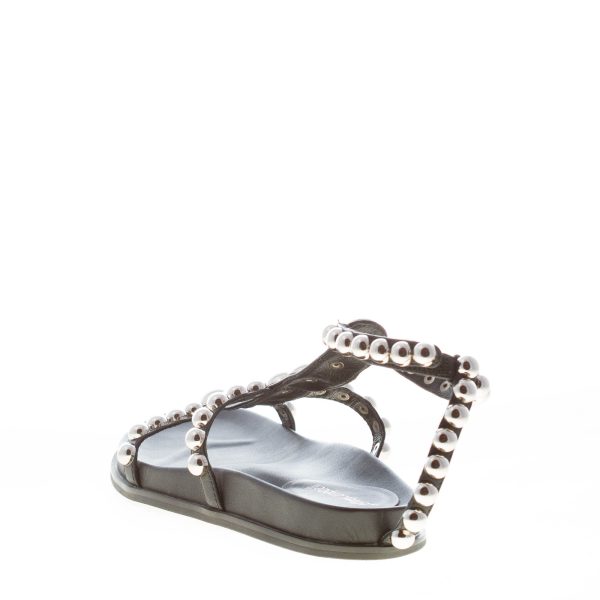 JEFFREY CAMPBELL donna sandalo flat Minnow in pelle NERO con borchie. Tacco 2 cm - immagine 3