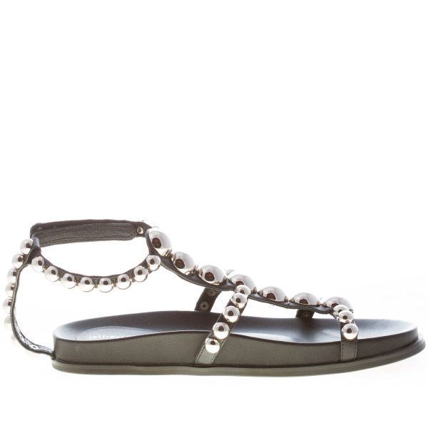 JEFFREY CAMPBELL donna sandalo flat Minnow in pelle NERO con borchie. Tacco 2 cm - immagine 4