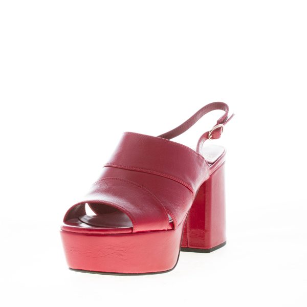 JEFFREY CAMPBELL donna sandalo Reliable in pelle ROSSA con platform. Tacco 9 cm - immagine 2