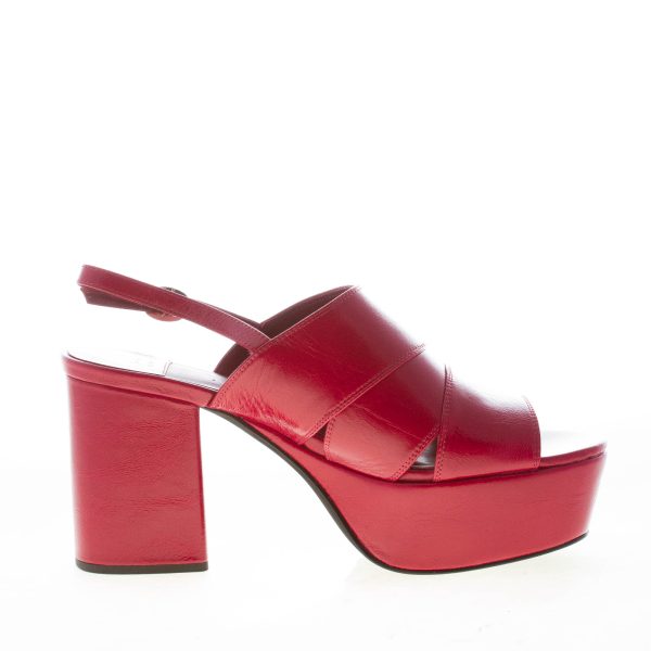 JEFFREY CAMPBELL donna sandalo Reliable in pelle ROSSA con platform. Tacco 9 cm - immagine 4