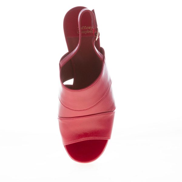 JEFFREY CAMPBELL donna sandalo Reliable in pelle ROSSA con platform. Tacco 9 cm - immagine 5