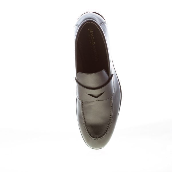 JEROLD WILTON uomo mocassino in pelle NERO con mascherina penny. Suola cuoio - immagine 5