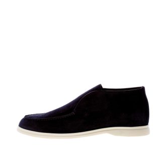 JEROLD WILTON uomo polacchina slip-on in camoscio BLU NOTTE. Suola gomma