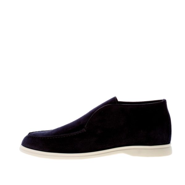JEROLD WILTON uomo polacchina slip-on in camoscio BLU NOTTE. Suola gomma