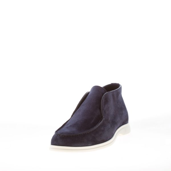 JEROLD WILTON uomo polacchina slip-on in camoscio BLU NOTTE. Suola gomma - immagine 2