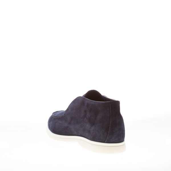 JEROLD WILTON uomo polacchina slip-on in camoscio BLU NOTTE. Suola gomma - immagine 3