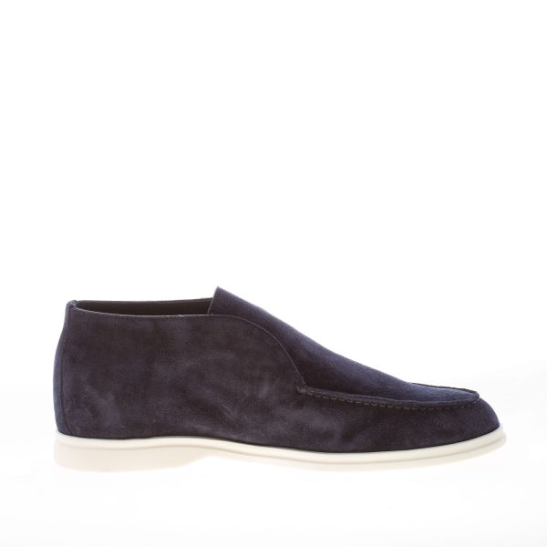 JEROLD WILTON uomo polacchina slip-on in camoscio BLU NOTTE. Suola gomma - immagine 4