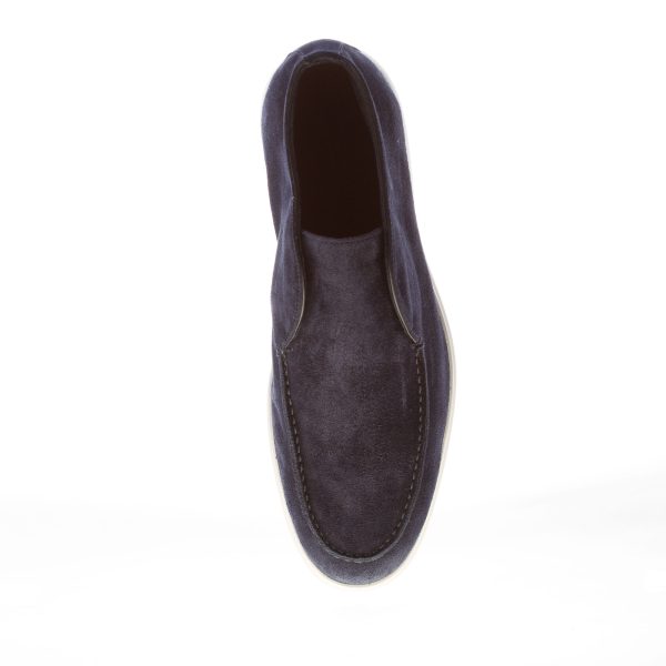 JEROLD WILTON uomo polacchina slip-on in camoscio BLU NOTTE. Suola gomma - immagine 5