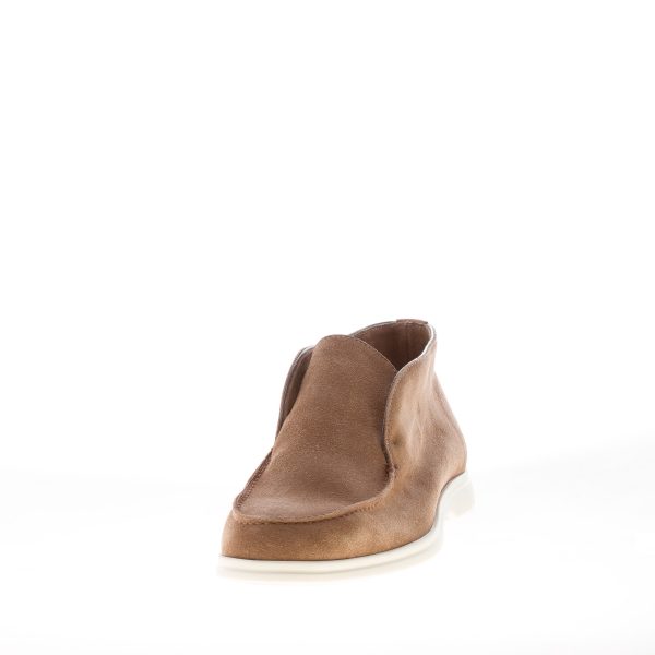 JEROLD WILTON uomo polacchina slip-on in camoscio MARRONE ANTILOPE. Suola gomma - immagine 2