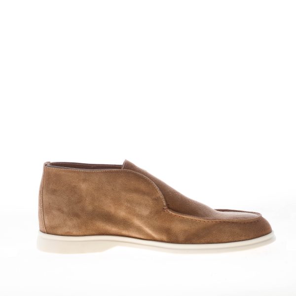 JEROLD WILTON uomo polacchina slip-on in camoscio MARRONE ANTILOPE. Suola gomma - immagine 4
