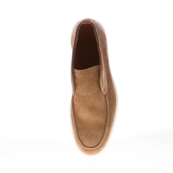 JEROLD WILTON uomo polacchina slip-on in camoscio MARRONE ANTILOPE. Suola gomma - immagine 5
