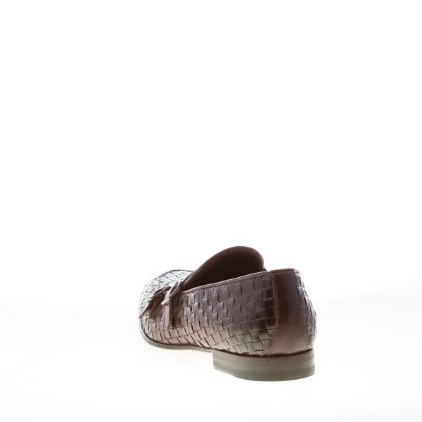 JEROLD WILTON uomo scarpa con doppia fibbia in pelle intrecciata TESTA DI MORO. Suola cuoio - immagine 3