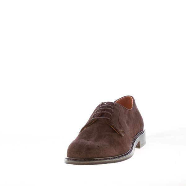 JEROLD WILTON uomo scarpa derby in camoscio MARRONE MOKA. Suola gomma - immagine 2