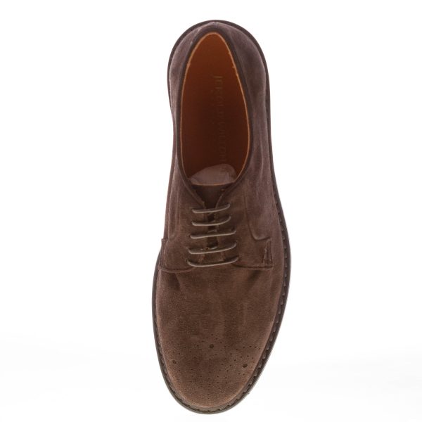 JEROLD WILTON uomo scarpa derby in camoscio MARRONE MOKA. Suola gomma - immagine 5