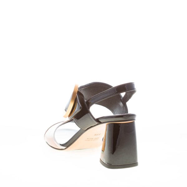 MARA BINI donna sandalo slingback Stella in vernice NUDE e NERO con fibbia. Tacco 7,5 cm - immagine 3