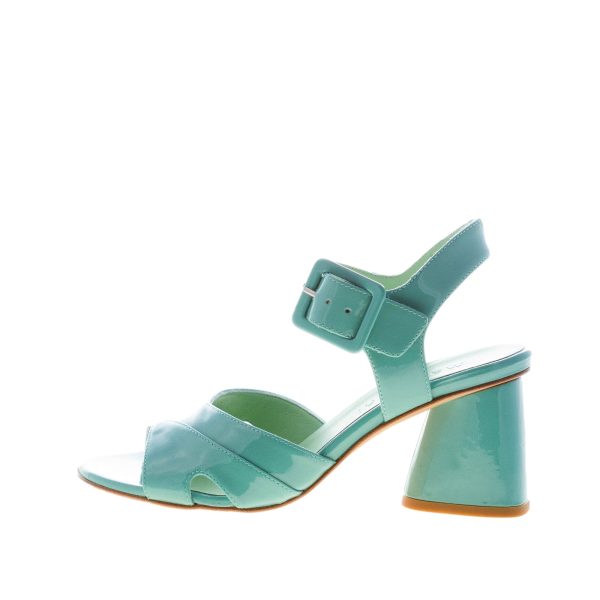 MARA BINI donna sandalo Stella in pelle verniciata TURCHESE. Tacco 7,5 cm