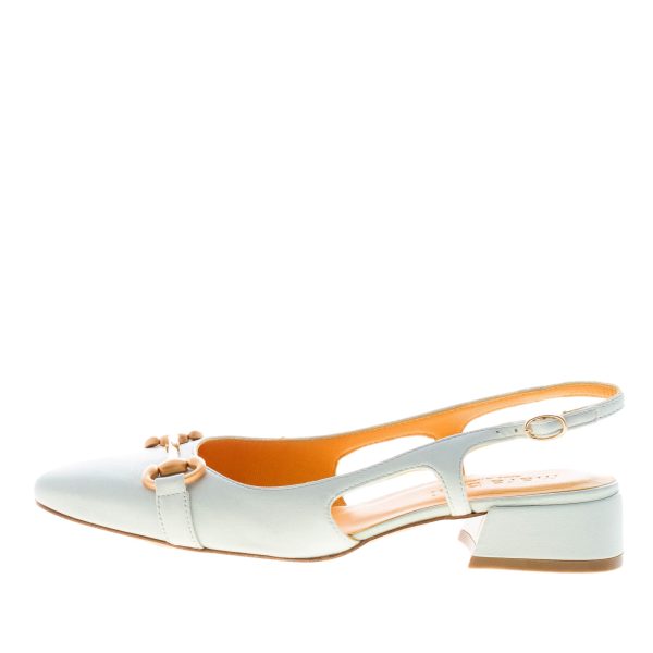 MARA BINI donna scarpa slingback Gilda in nappa CELESTE con morsetto. Tacco 3,5 cm