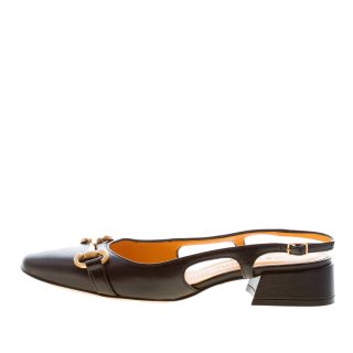 MARA BINI donna scarpa slingback Gilda in pelle NERO con morsetto. Tacco 3,5 cm